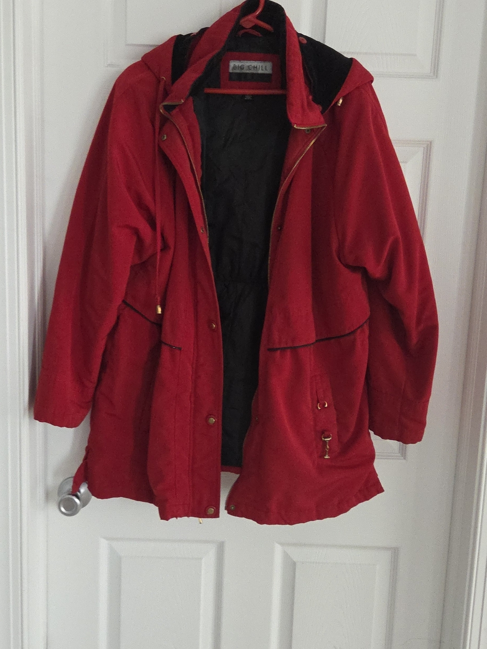 Big Chill Red Hooded Trench Coat